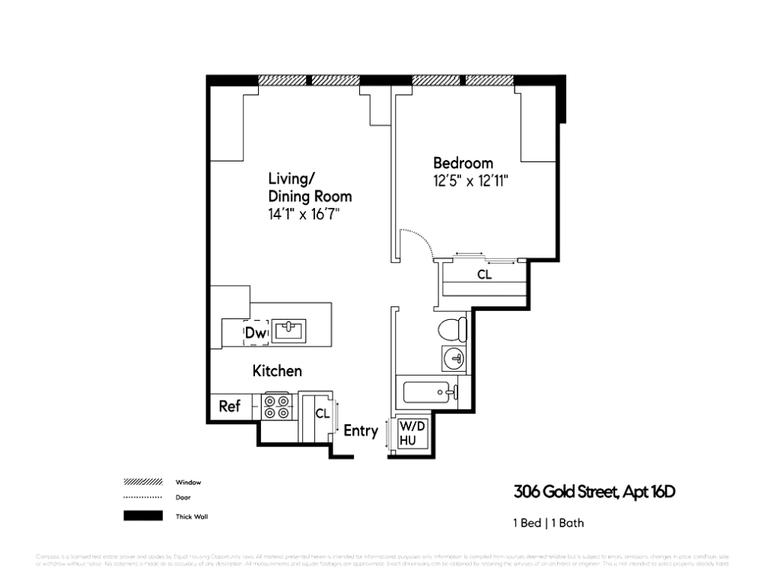 306 Gold Street, Unit 16D Brooklyn, NY 11201 - Photo 15 of 15 a picture of a floor plan