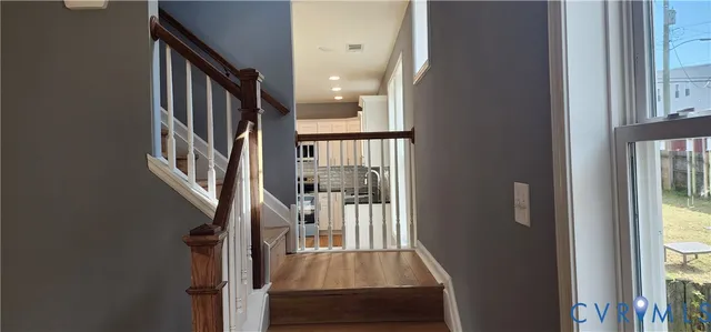 a view of an entryway with a front door