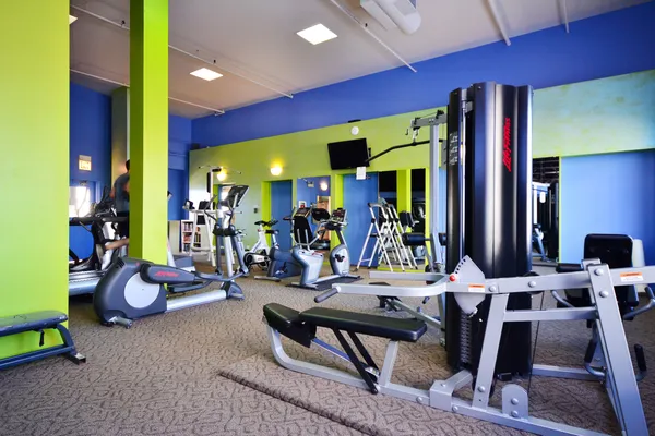 a view of a room with gym equipment