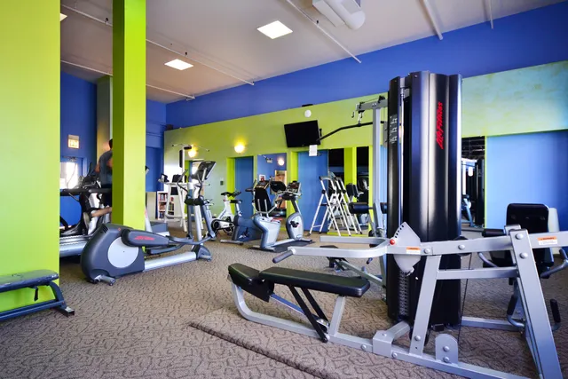 a view of a room with gym equipment