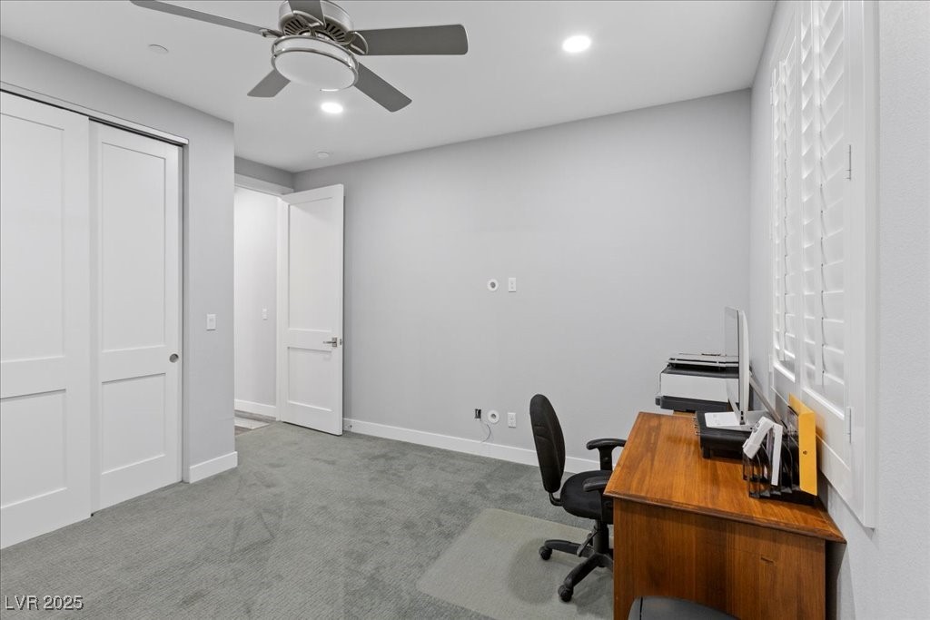 259 Milan Street Henderson, NV 89015 - Photo 50 of 99 Home office with carpet floors, recessed lighting, and ceiling fan