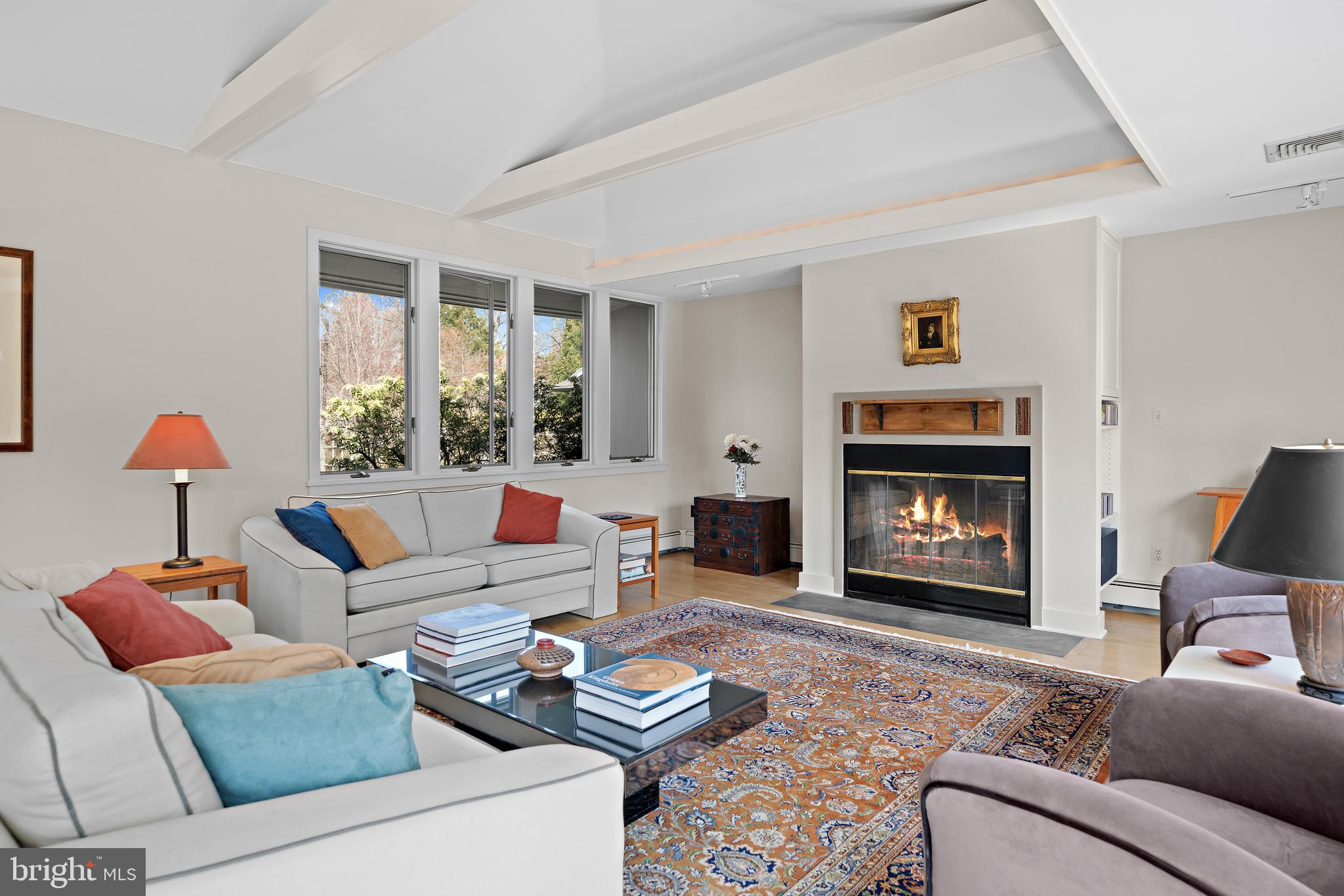 6 Ober Road Princeton, NJ 08540 - Photo 3 of 49 Living room with wood burning fireplace.