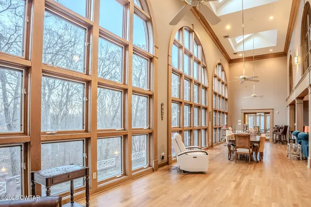 a view of a building with a bench