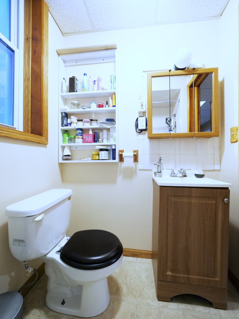 4556 South Justine Street Chicago, IL 60609 - Photo 21 of 50 a bathroom with a toilet a sink and a mirror