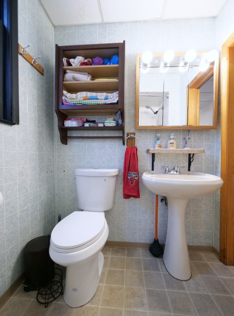 4556 South Justine Street Chicago, IL 60609 - Photo 38 of 50 a bathroom with a sink toilet and mirror