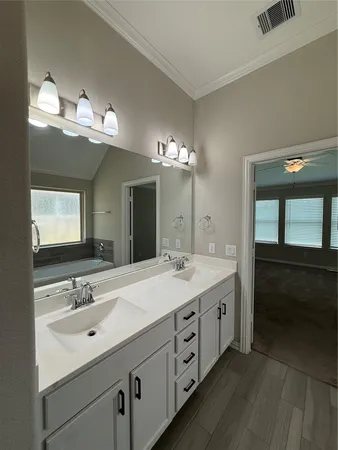 a bathroom with a shower and a sink