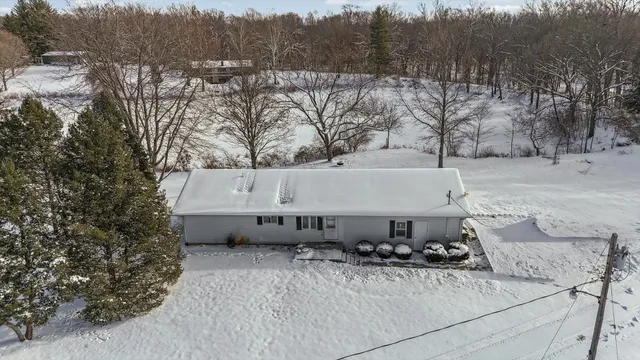 a white house that has tree in front of it
