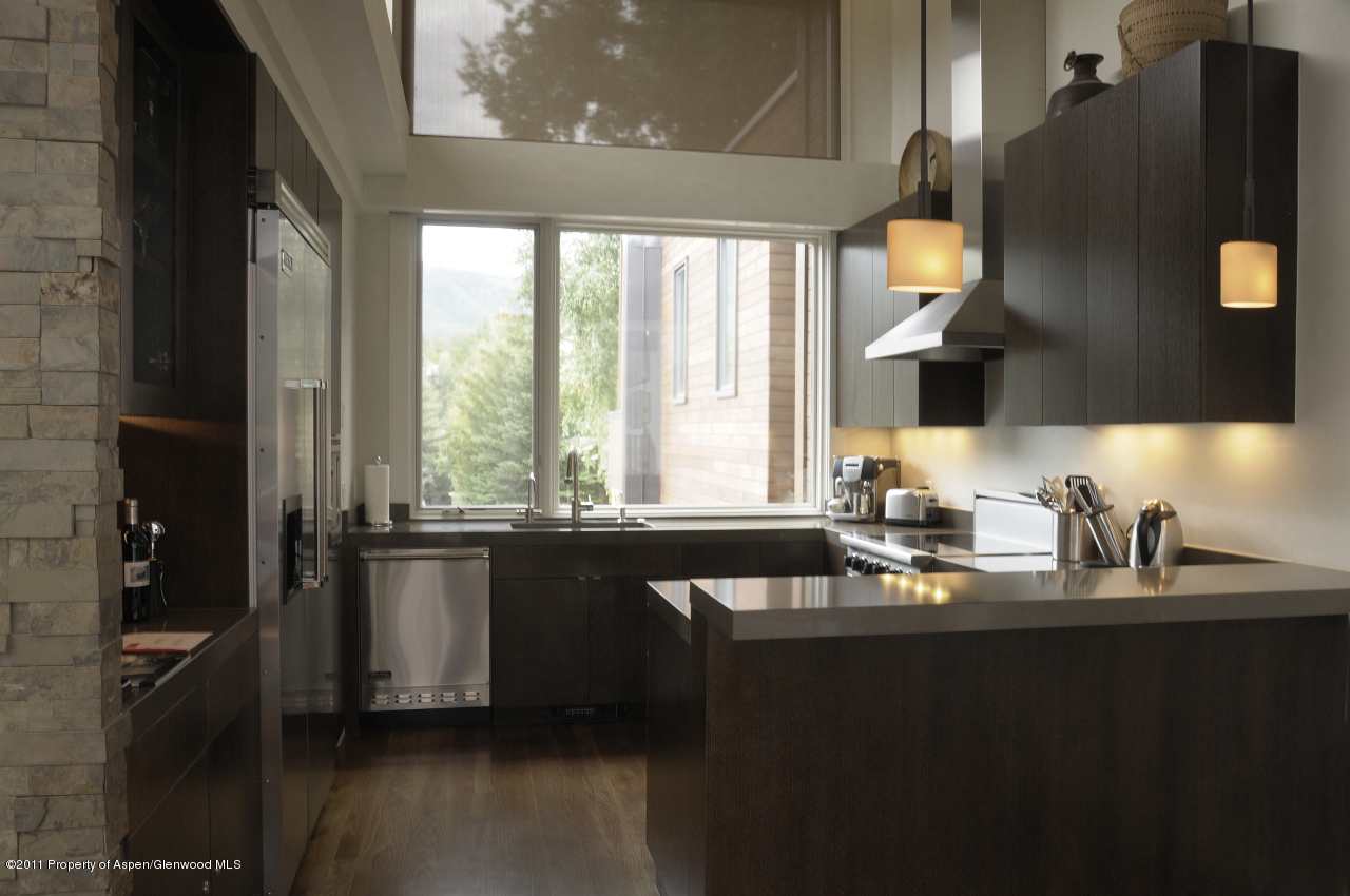 701 South Monarch Street, Unit 2 Aspen, CO 81611 - Photo 6 of 13 a kitchen with a sink a counter top space and stainless steel appliances