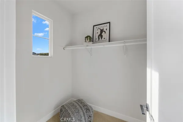 a bedroom with a bed and a potted plant