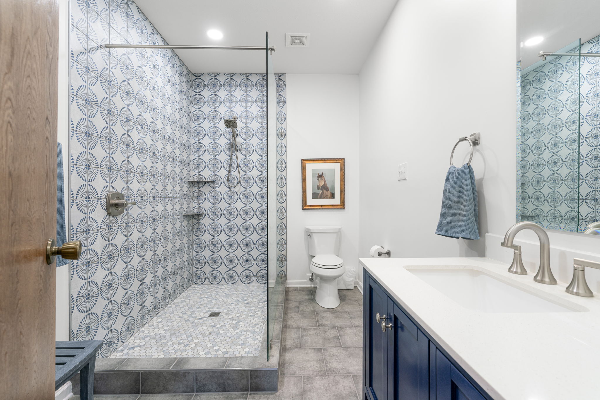 400 Hackberry Street Lockhart, TX 78644 - Photo 28 of 40 A well-appointed bathroom with a spacious walk-in shower and elegant vanity awaits.