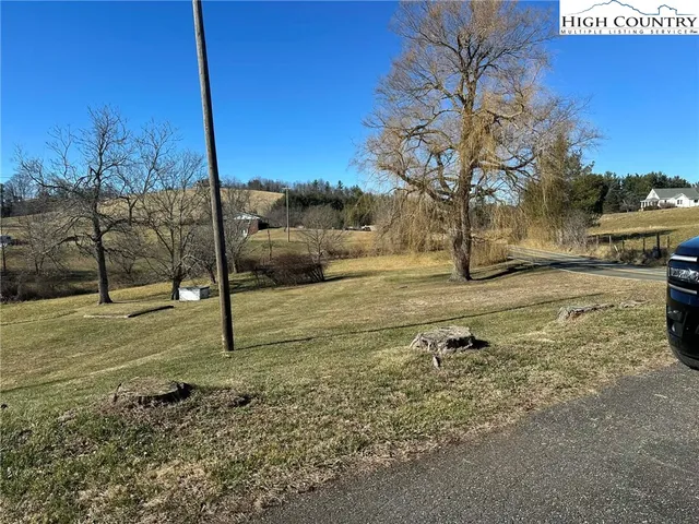 a view of a yard with a tree