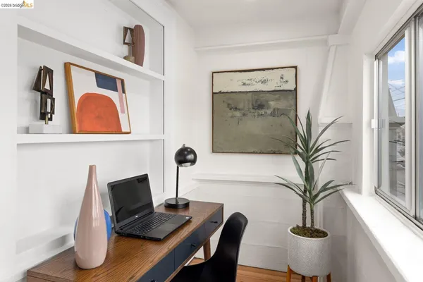 a view of workspace with a window