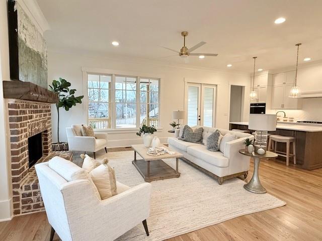 326 Reese Way Ball Ground, GA 30107 - Photo 7 of 37 a living room with fireplace furniture and a fireplace