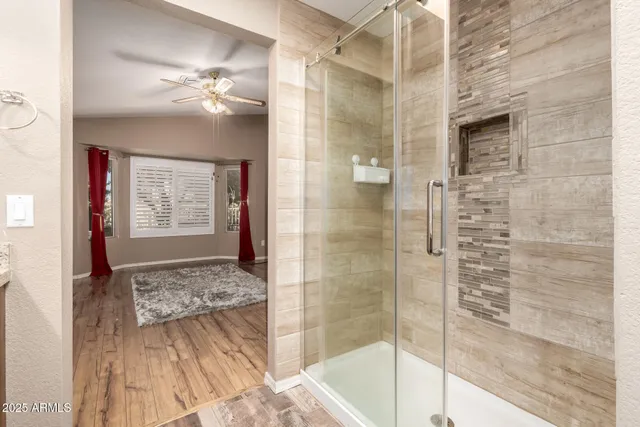 a bathroom with a shower