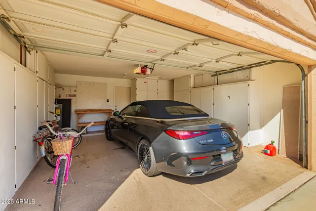 a car parked in a garage