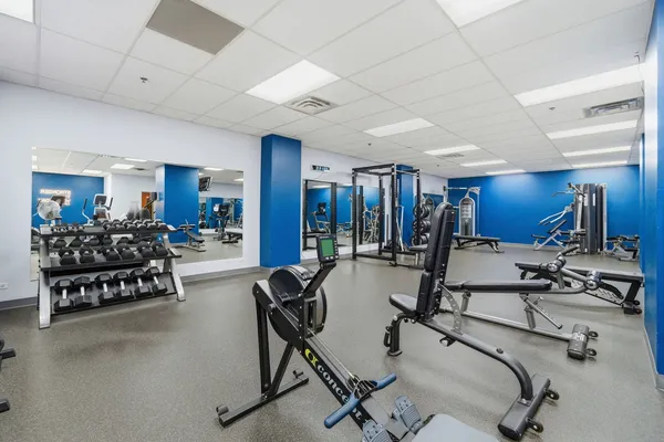 a view of a room with gym equipment