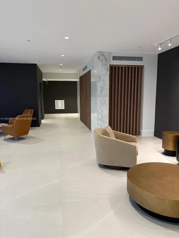 a view of a black and white wall