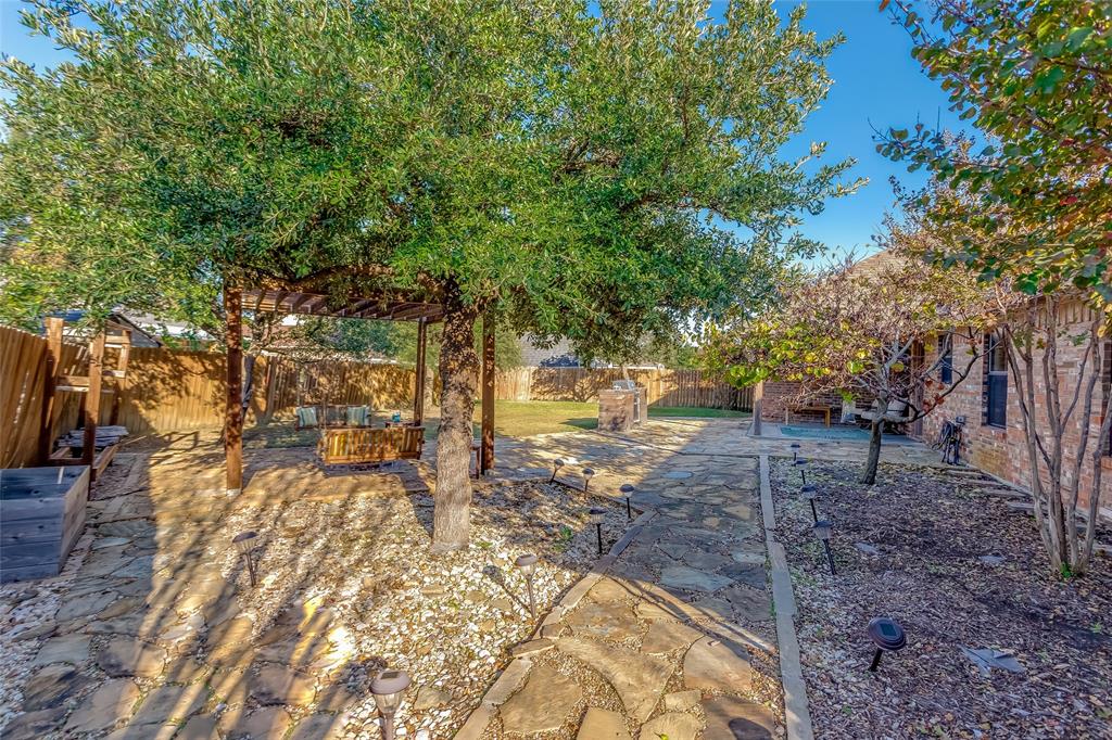 226 King George Road Ponder, TX 76259 - Photo 14 of 39 Fenced backyard featuring an outdoor living space and a patio