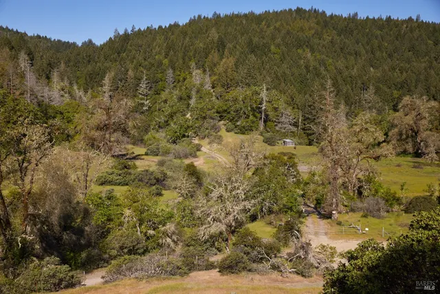 a view of a lake with a mountain in the background