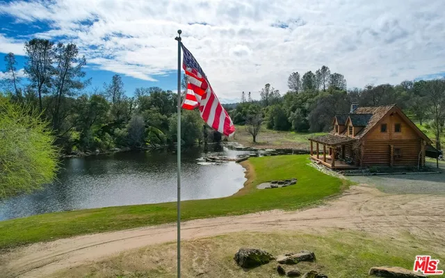 a view of a lake with a city