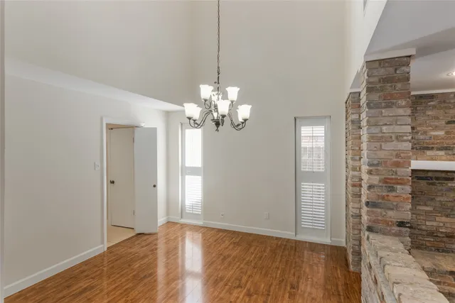 a view of a chandelier in a room