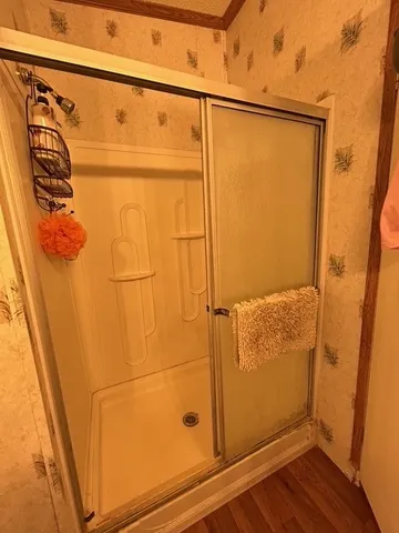 a bathroom with a shower