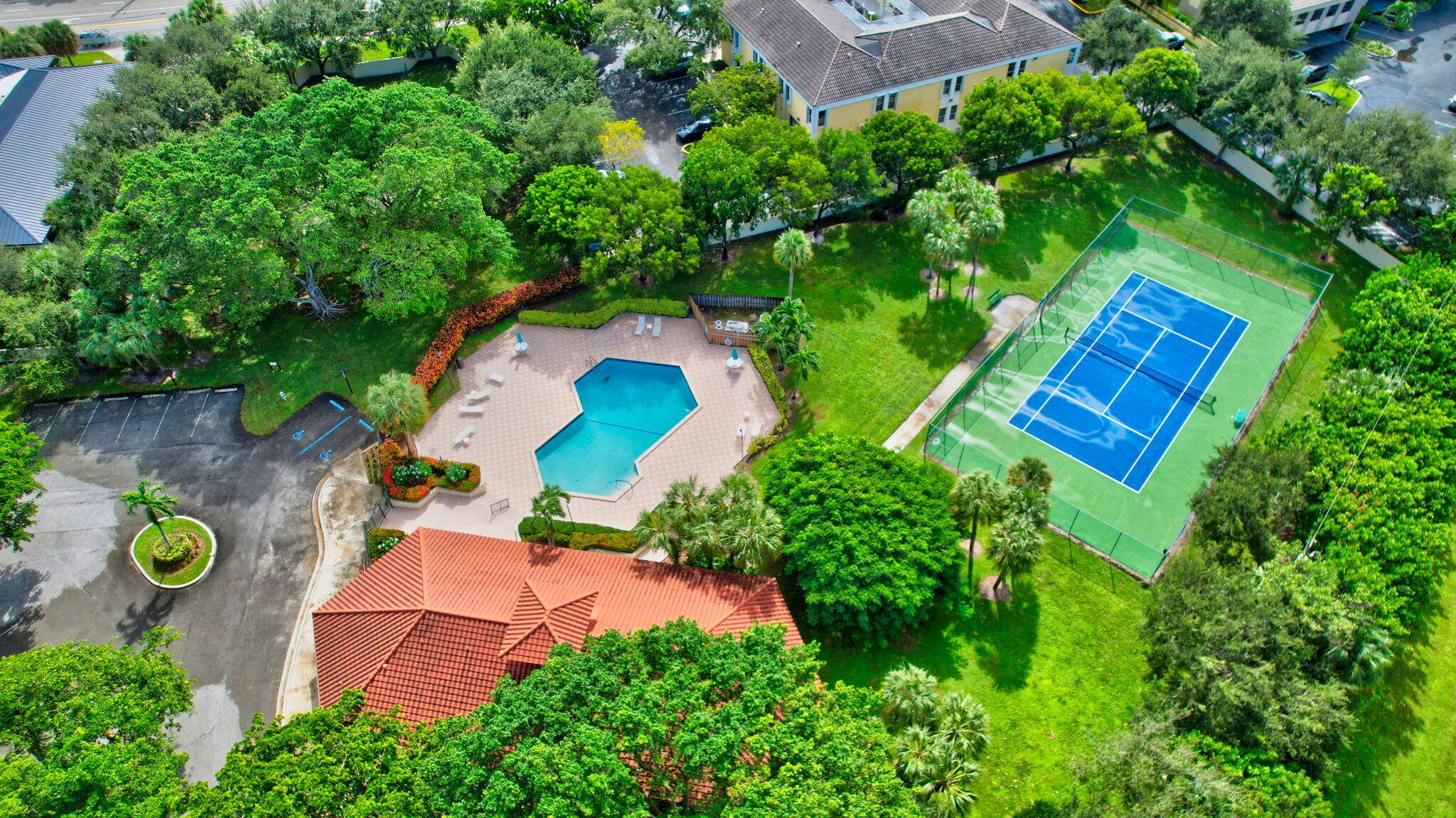 3143 Kingswood Terrace, Unit 3143 Boca Raton, FL 33431 - Photo 50 of 66 an aerial view of a house with pool yard and outdoor seating