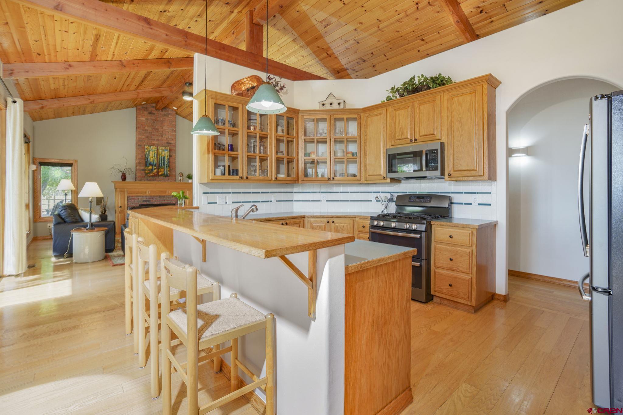9113 Coogans Bluff Road Austin, CO 81410 - Photo 3 of 22 a kitchen with stainless steel appliances granite countertop a refrigerator and a stove top oven