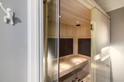 a bathroom with a tub