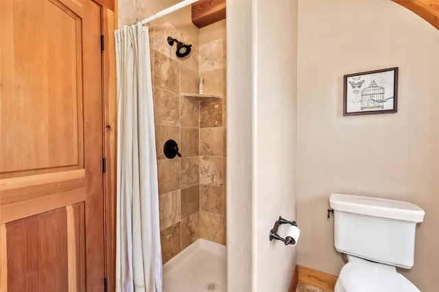 a white toilet sitting next to a bathroom