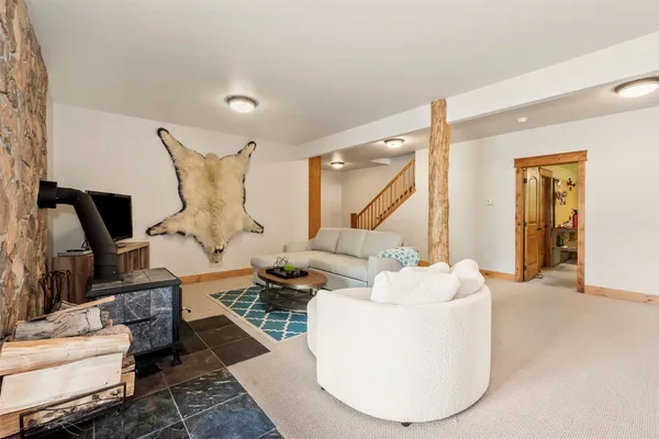 a living room with furniture
