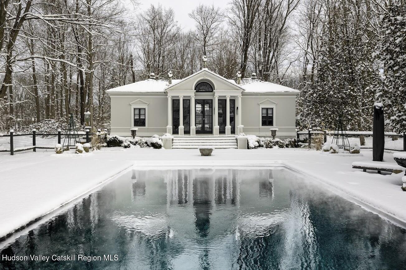 33 Broad Street Kinderhook, NY 12106 - Photo 55 of 83 50 - Pool house Exterior Winter Shot Art