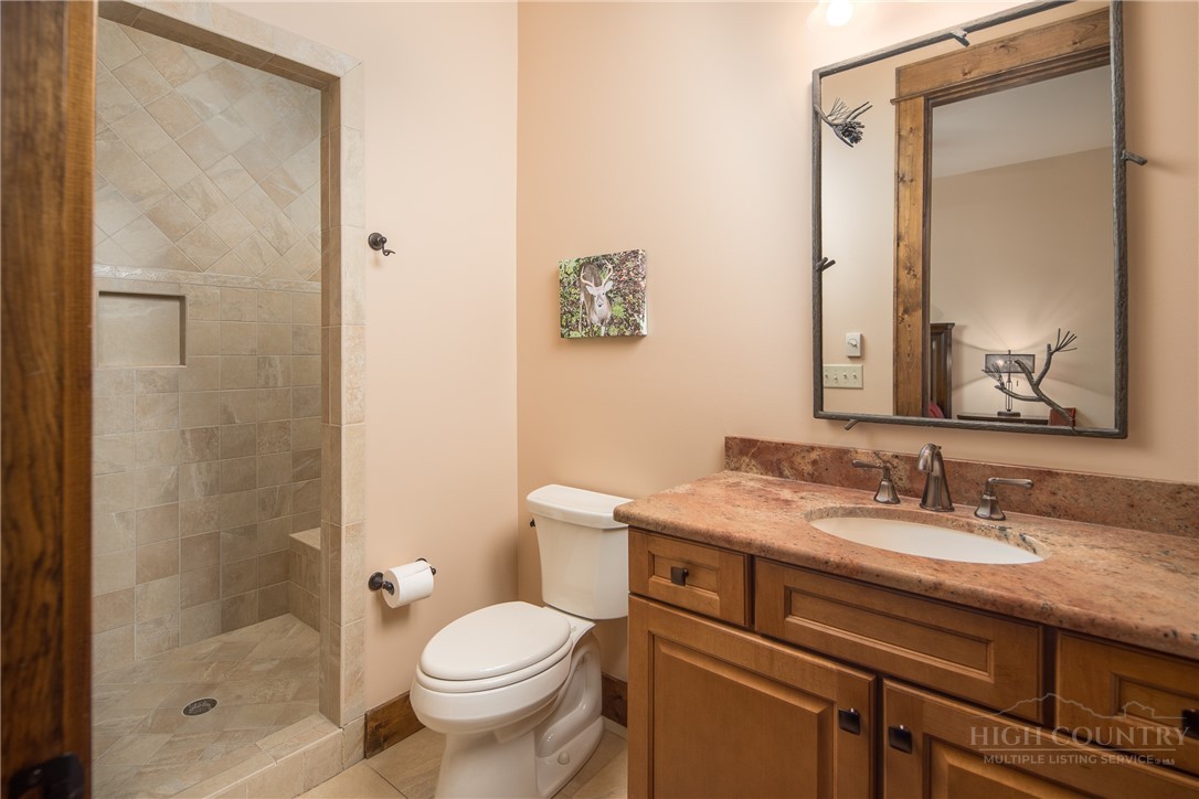 115 Passionflower Trail Boone, NC 28607 - Photo 31 of 50 a bathroom with a granite countertop sink toilet and shower