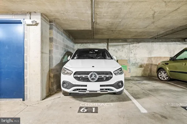 a car parked in a garage