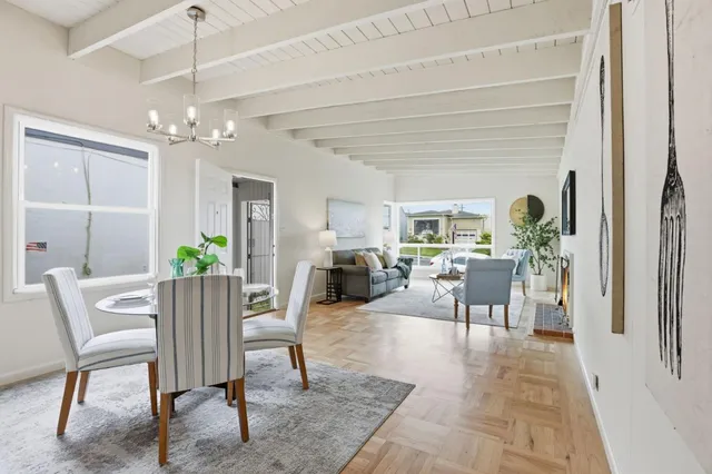 a view of a livingroom and dining room
