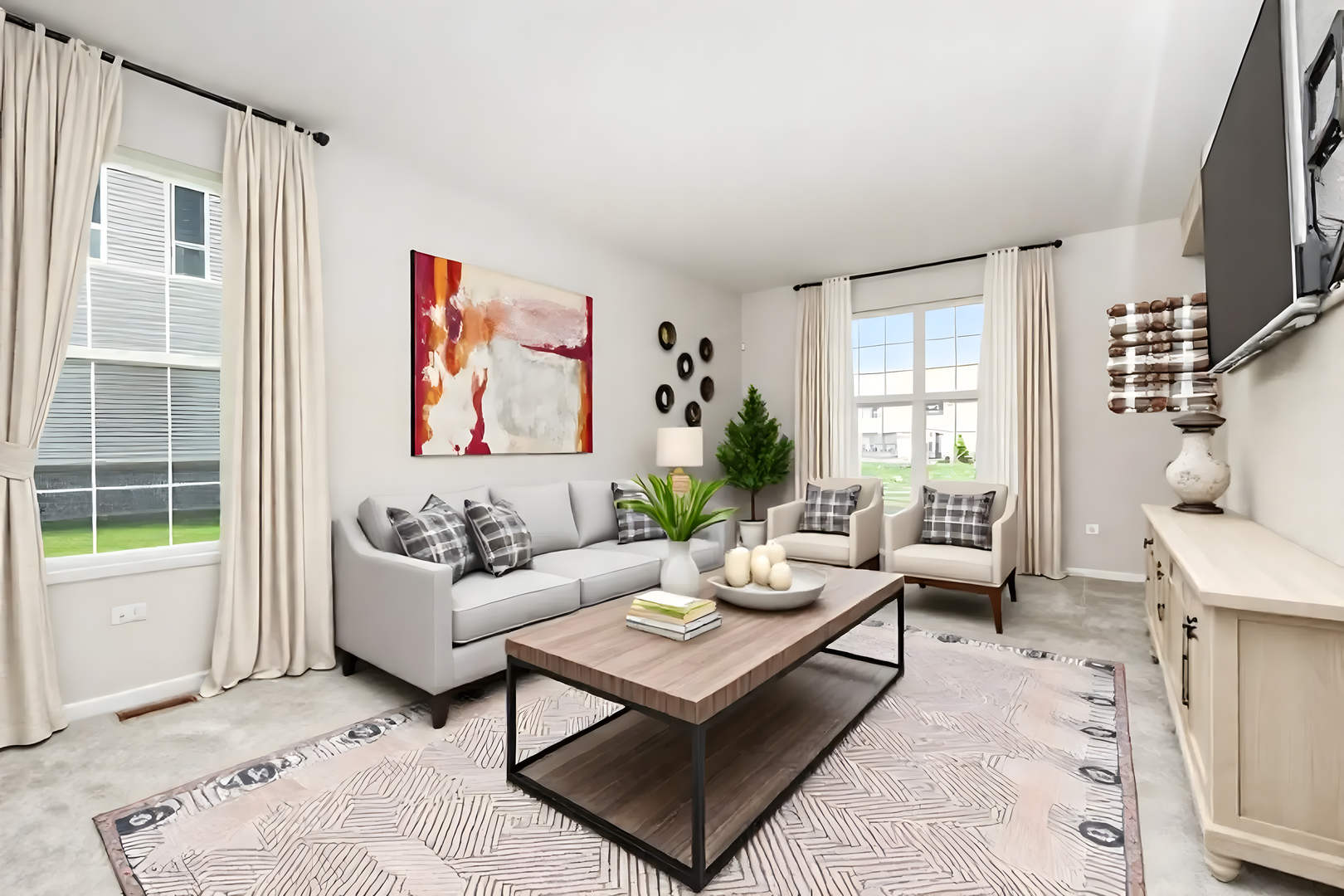 24724 McCormick Way Manhattan, IL 60442 - Photo 3 of 24 a living room with furniture large window and flat screen tv