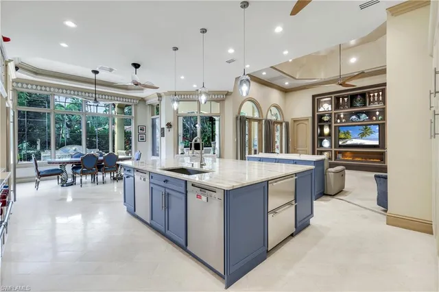 a kitchen with lots of counter top space