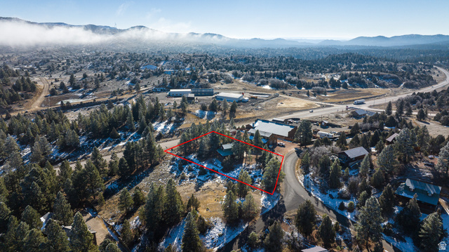 1505 West Elk Ridge Drive Alton, UT 84710 - Photo 52 of 53 Aerial overview of property's location featuring property boundaries highlighted and a mountain backdrop
