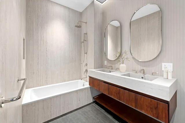 a room with furniture and a potted plant