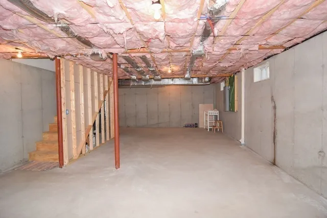 a view of a room with a garage