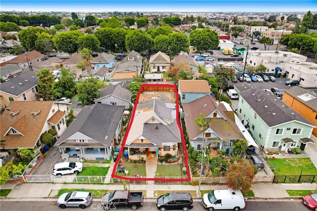 an aerial view of a and sign board
