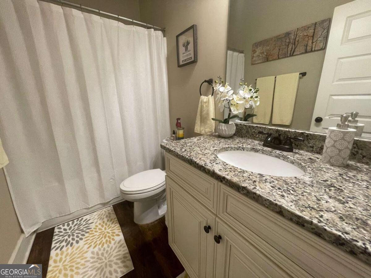 457 Old Good Hope Road Good Hope, GA 30641 - Photo 26 of 59 a bathroom with a granite countertop sink and a mirror