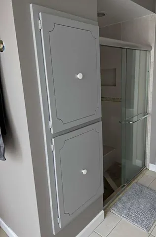 a view of backyard with outdoor seating and green space