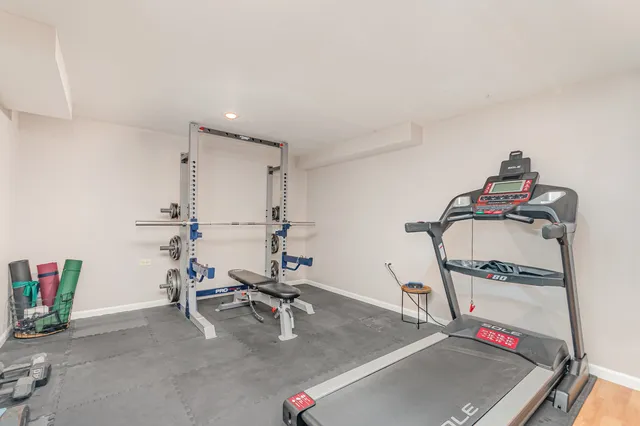 a room with gym equipment