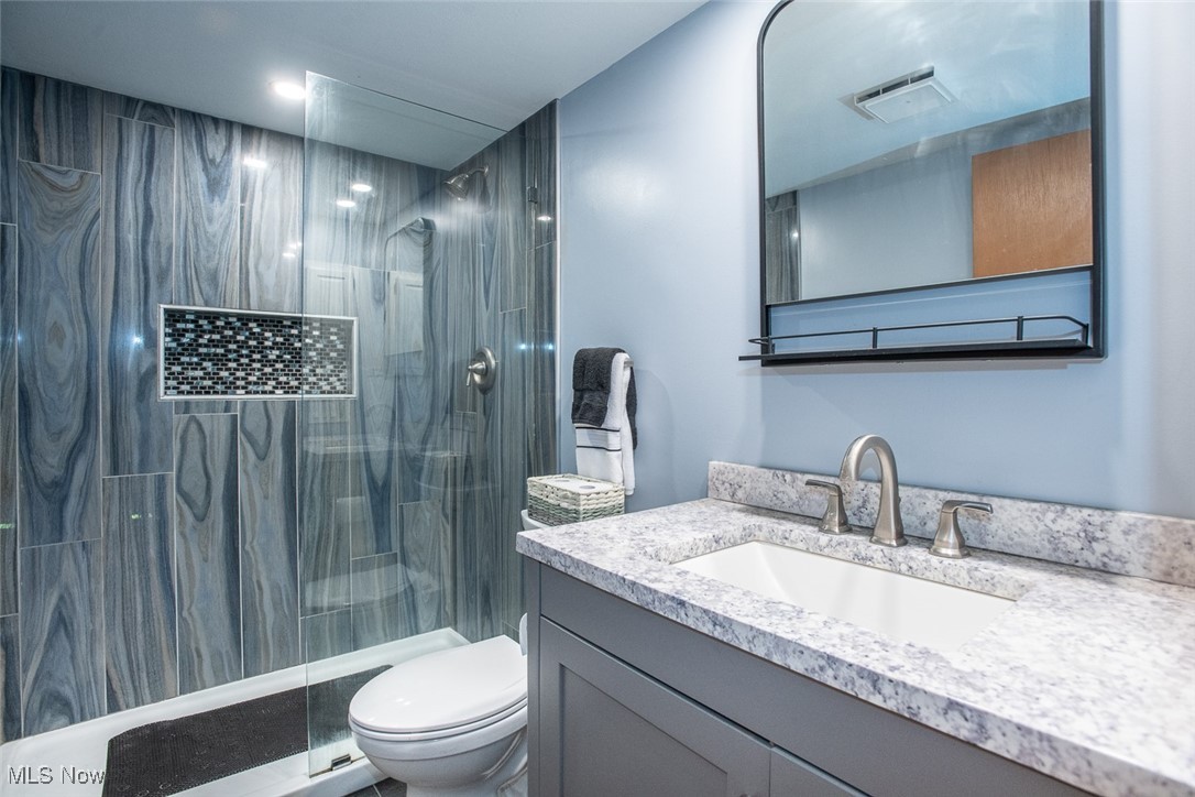 41180 Butternut Ridge Road Elyria, OH 44035 - Photo 33 of 50 Bathroom with toilet, walk in shower, and vanity