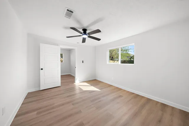 a view of a backyard with plants and a backyard