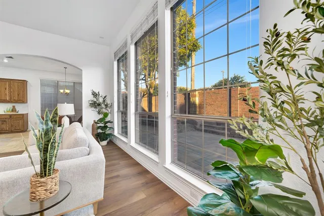 a living room with furniture