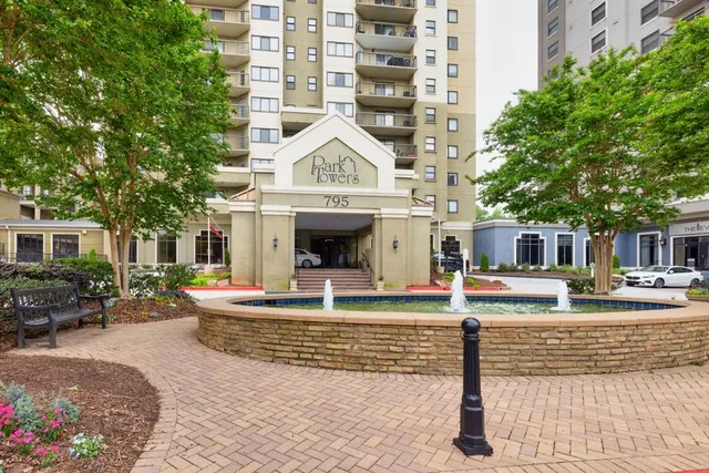 a view of a building with garden