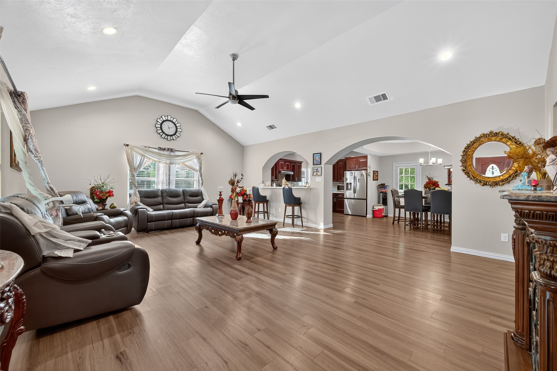 1619 Dolores Street Rosharon, TX 77583 - Photo 9 of 31 a living room with furniture and a wooden floor