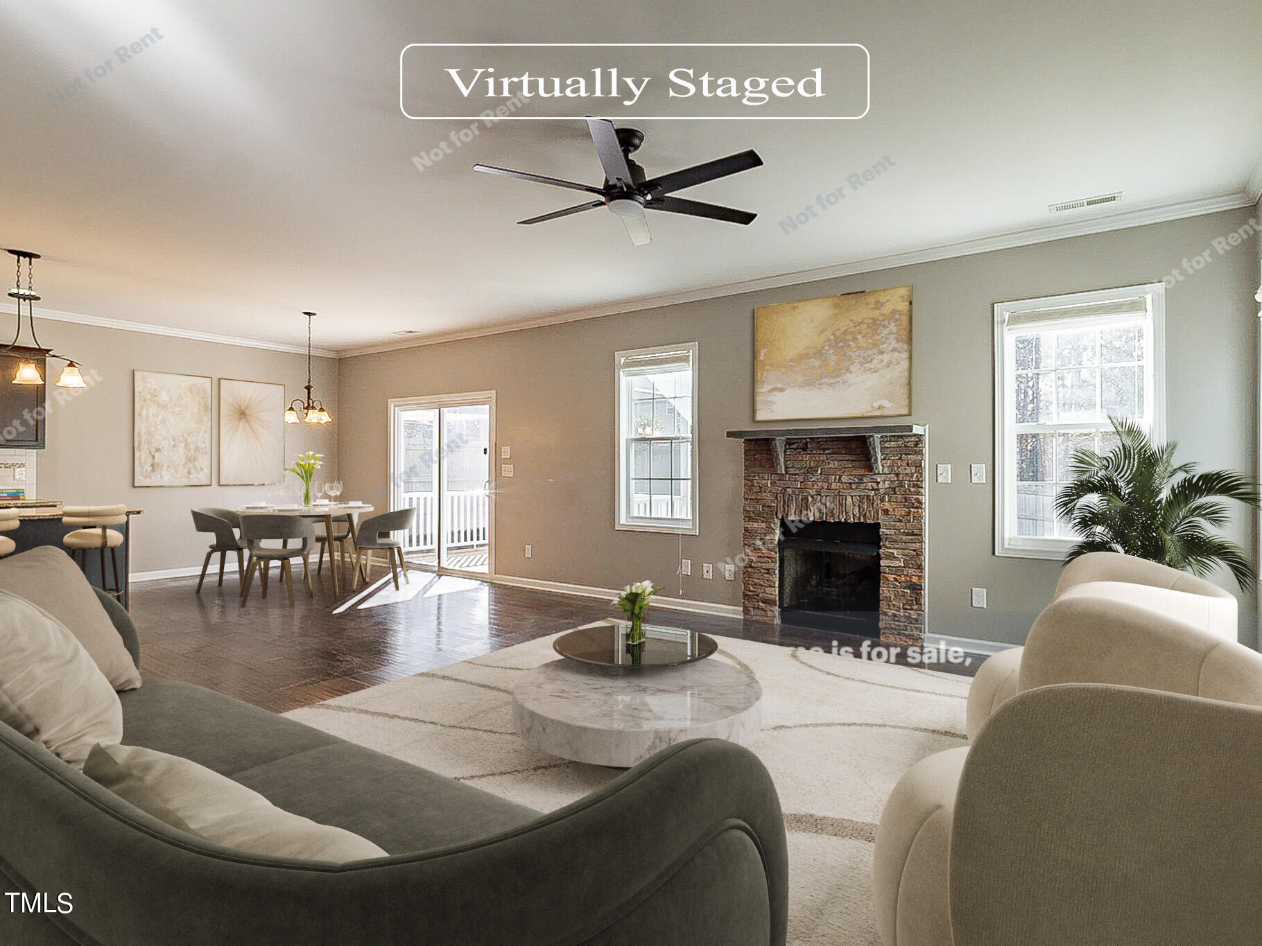 191 Verrazano Place Clayton, NC 27520 - Photo 3 of 28 a living room with furniture and a fireplace